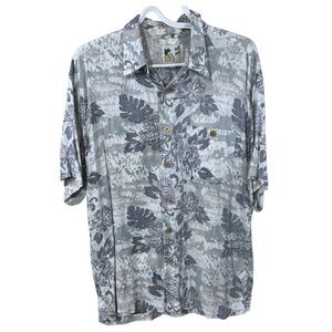 Vintage M.E. Sport Button Up Hawaiian Shirt 100% Rayon Short Sleeve Men’s LARGE